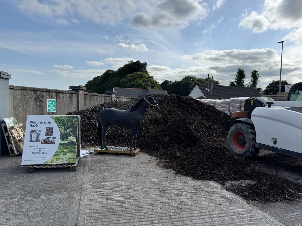 Large pile of Natural Irish Bark in the Boomerang yard, Thurles — bulk bags and loads available